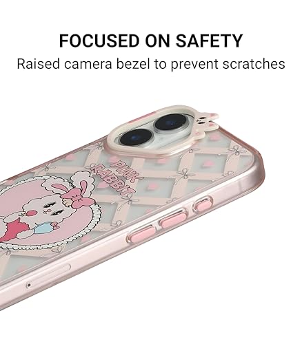 Image of Pink Rabbit Case Cover for iPhone 16 | Cute Animal Design | Soft TPU Back Cover | Slim Fit & Shockproof | Anti-Scratch Finish | Lightweight Protective Case