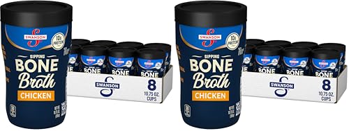 Swanson Sipping Chicken Bone Broth, 10.75 oz Microwavable Cup (16 Pack)