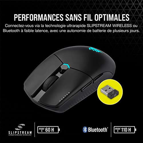 CORSAIR KATAR Elite Wireless Souris de Jeu FPS Ultra-Légère - 26 000 DPI - Forme Symétrique - Batterie Jusqu'à 110 Heures - Compatible iCUE - PC, PS5, PS4, Xbox - Noir – Image 6