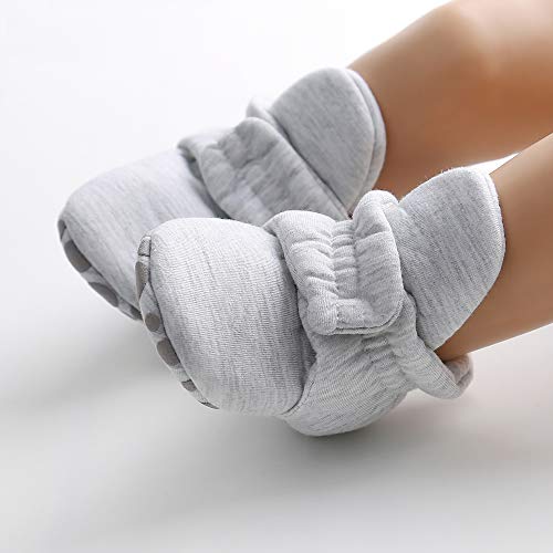 Hsdsbebe Unisex Newborn Baby Cotton Booties Non-Slip Sole For Toddler Boys Girls Infant Winter Warm Fleece Cozy Socks Shoes (0-6 Months Infant, A/Light Grey, 0_Months) #TOP2