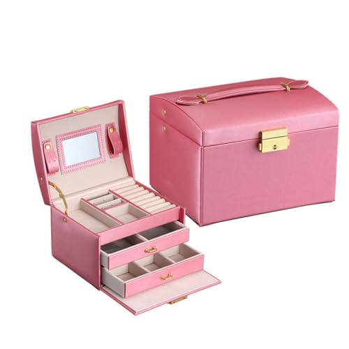 Organizador de Caja de joyería Caja de Almacenamiento de joyería de Gran Capacidad de Tres Capas, Caja de Almacenamiento de joyería portátil, Anillos, Pendientes, Caja de joyería para el hogar