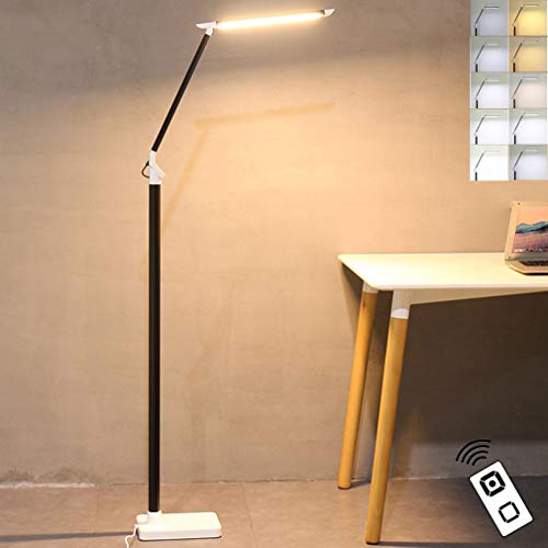 MYALQ Lampadaire LED 12W avec 5 Modes de Couleur, 5 Niveaux de Luminosité, 360 °rotatif Lampadaire LED, Lampe Salon sur Pied avec Télécommande, pour Salon, Chambre, Bureau,Noir