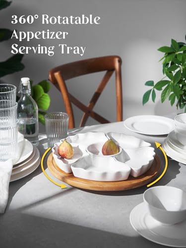 Dowan 360° Rotatable Serving Tray And Platters, 12 Inch Divided Serving Bowls For Party, Kitchen Decor, Removable Serving Dishes For Chips And Dip, Fruit thumb #1