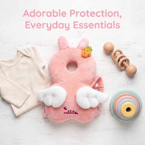 Image of Baby Head Protector Backpack - Soft & Lightweight Fall Cushion Backpack for Toddlers Walking and Crawling(Pink Rabbit)