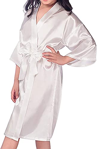 Girl's My First Communion Silvery White Glitter Silk Special Occasion Robe2