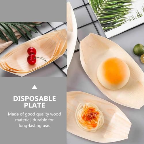 Platos desechables de madera forma barco 60 piezas miniatura 5