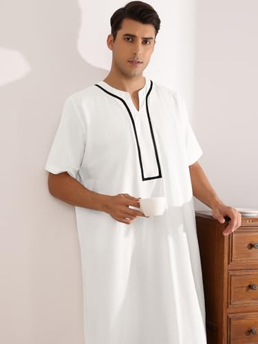 Lars Amadeus Nightshirts for Men's Loose Fit Short Sleeves Color Block Sleepshirts Nightgown2