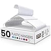 Utopia Home - Plastic Hangers 50 Pack - Space Saving Clothes Hanger - Durable and Strong Closet Organizers and Storage Makes It Ideal Stocking Stuffers or Apartment or Dorm Room Essentials (White)