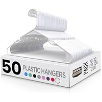 Utopia Home - Plastic Hangers 50 Pack - Space Saving Clothes Hanger - Durable and Strong Closet Organizers and Storage Makes It Ideal Stocking Stuffers or Apartment or Dorm Room Essentials (White)
