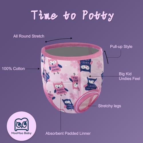 Image of MooMoo Baby Potty Training Underwear Absorbent Toddler Training Pants for Girls 10 Packs Cotton Pee Pants 8T