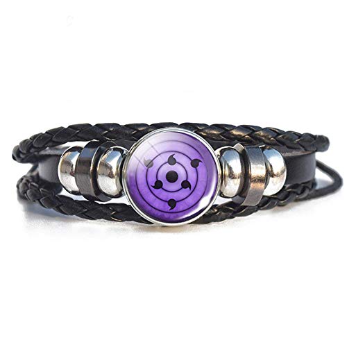 Coz' Place Anime Naruto Sasuke Itachi Kakashi Cosplay Braided Leather Bracelet Sharingan Eye Bracelet (Rinne Sharingan - B)