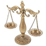 DECHOUS Escultura Balanza de Justicia Decorativa de Hierro Forjado Vintage, Pequeña Báscula Retro para Escritorio de Oficina, Adorno Decorativo y Soporte Multifuncional para Hogar