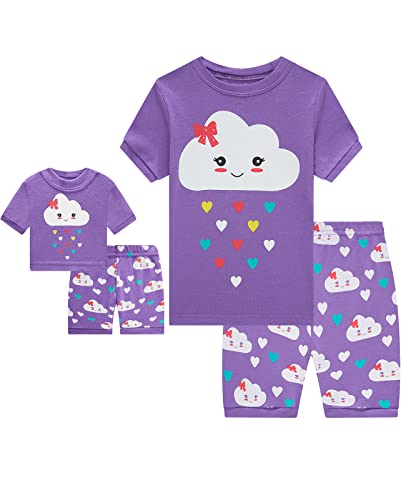 Babyroom Girls Matching toddler 4 Piece Cotton Pajamas Toddler Sleepwear size 2 Purple