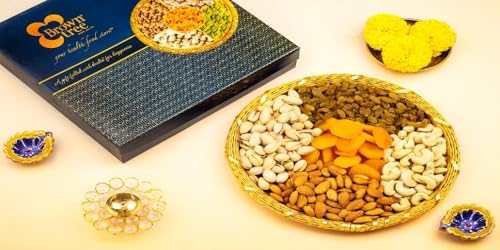 Image of Browntree WireMesh Basket-10 inch(5 in 1)-750g| Unique Dry Fruit Gift Hamper | Cashews, Almonds, Raisins, Pista, Apricot Seedless | Fresh & Healthy Dry Fruits and Nuts for Coworkers, Relatives, and Friends | Ideal gift box for all celebration | Corporate Giftbox