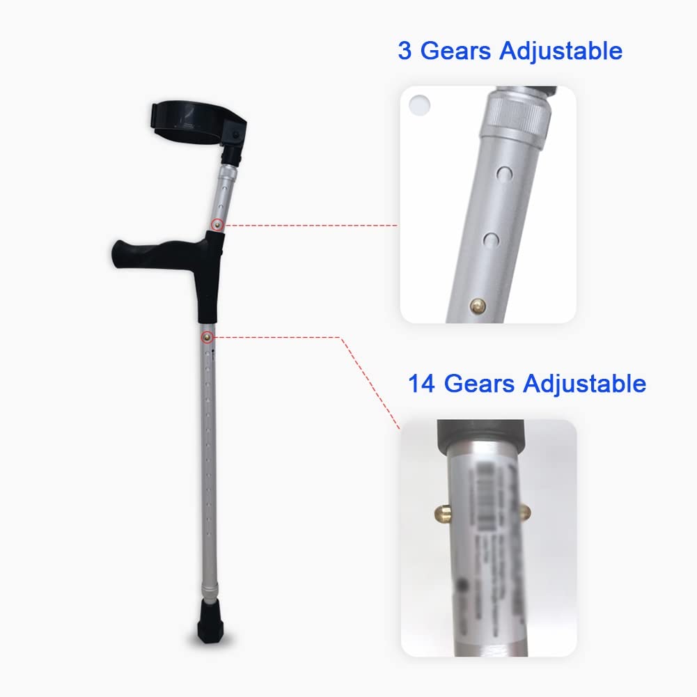 Muletas de Antebrazo Ajustables, Muletas de Brazo Ligeras para Adultos, Muletas Ergonómicas de Aluminio, Cómodas en La Muñeca, Altura Aplicable: 160-200 cm (Size : 1 Pair)