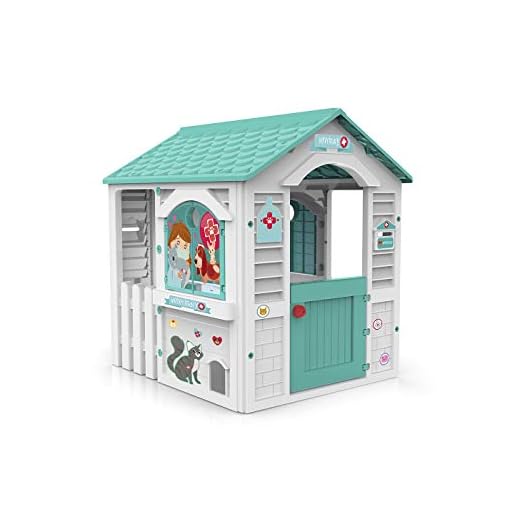 Chicos - Casetta per bambini Centro Verinario | Casetta da giardino per bambini dai 2 anni in su | Resistente e durevole | Include 11 utensili per futuri veterinari (89619)