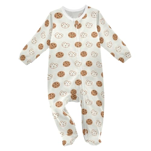 Dussdil Brown Chocolate Cookie Baby One-Piece Footies Newborn Rompers Pajamas Cotton Footed Pjs for Sleep Play Boys Girls 6M