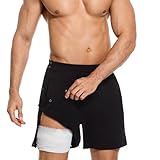 RefindWin Mens Tear Away Shorts Post Surgery Shorts Post Hip Knee Surgery Recovery Shorts with Pockets Black 3XL