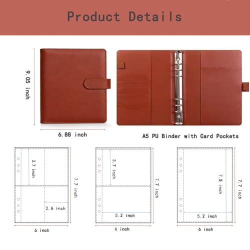 Image of Sticker Binder Organizer with Storage Sleeves,Reusable Stickers Collecting Book Album Holder, A5 Blank Sticker Container Organizer-Rust Brown