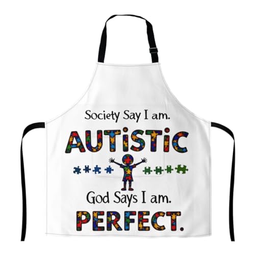 Delantal De Cocina La Sociedad Dice Que Soy Autista, Dios Dice Que Soy Perfecto. Antiincrustante Apron Ajustable Mandiles Para De Cocina Cocinar Barbacoa