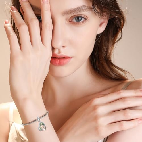 Image of PROESS Father Mother Daughter Charm fit Charms Bracelet Sterling Silver Charms for Bracelets Birthday Valentines Day Gifts for Daughter Mother Lover