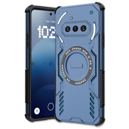 Image of AESTMO Back Case Cover for Nothing Phone 3A 5G | Magnetic Case with Built-in Metal Ring | Compatible with MagSafe Accessories | Shockproof Hybrid (PC + TPU (Blue)