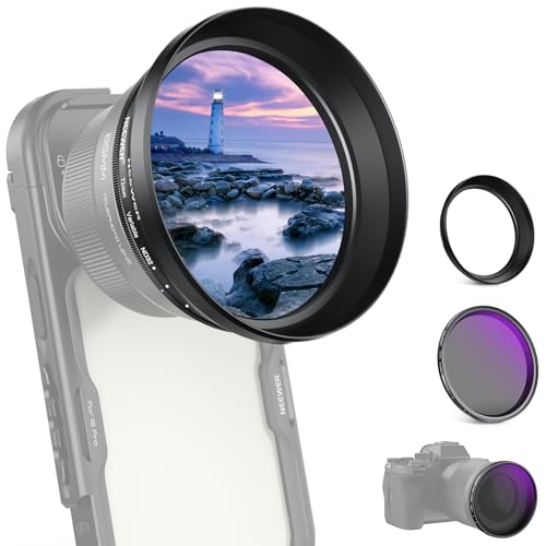 NEEWER 72mm ��ND�t�B���^�[ ND2-32 �����\ �����t�B���^�[ 77mm�����Y�t�[�h�t�� iPhone/Android/NEEWER 85mm �]���X�}�z�����Y�Ή�