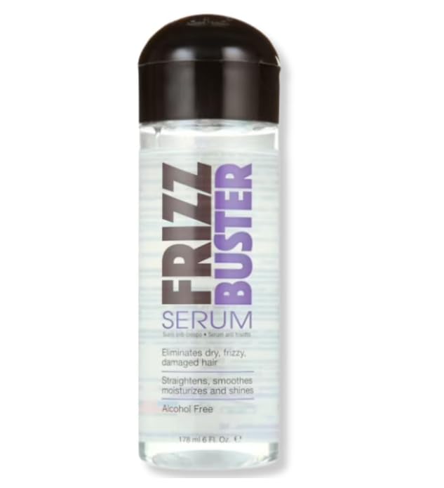 Frizz Buster Hair Serum, Alcohol-Free Formula, Smoothing and Straightening Treatment for Dry Damaged Hair, 6 Fl Oz