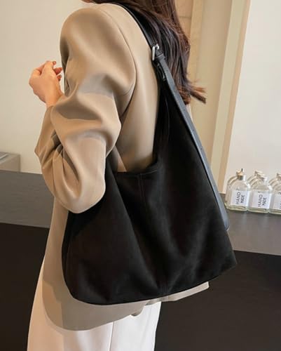 Trendy Suede Tote Bags Crescent Shoulder Bag for Women Satchels Crossbody Purse Suede Handbag Work College Bag Winter Bag4