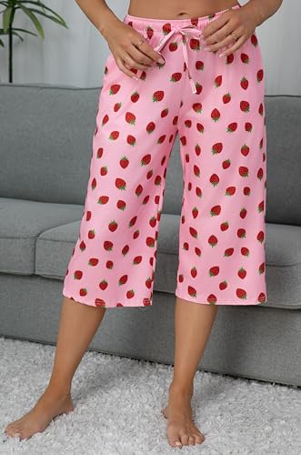 X-Image Women's Capri Pants Loose Soft Drawstring Wide Leg Sweatpants Causal Capris Pajama Lounge Pants with Pockets4