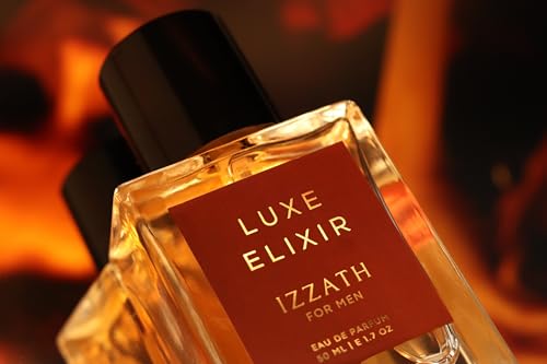Image of IZZATH Luxe Elixir Eau De Parfum 50ml | Luxury Men's Perfume with Chestnut, Sugar, Sage, Lavender, Vanilla & Smoke | Elegant Gift for Him