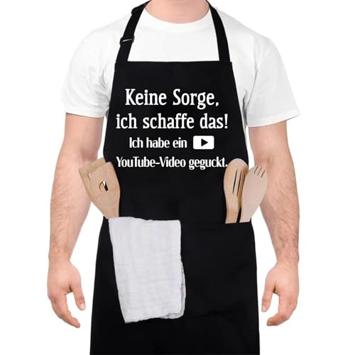 Livdouyu Geschenke für Männer Grillschürze, Herren Kochschürze, lustiges Geschenk zum Vatertag - Keine Sorge, Ich Schaffe Das, Lustige Schürzen für Papa und Opa