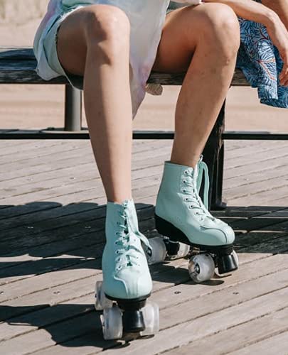 Phsda Women's Roller Skates Pu Leather High-Top Roller Skates Shiny Roller Skates Four-Wheel Roller Skates For Unisex Adults And Kids (Flash Wheel,41/270Mm/Us: 8) #TOP2