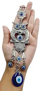 ARTISKRITI Evil Eye Hanging Home Wall Hanging Decorative Items Nazar Battu for Home Protection, Good Luck Charm and Prosperity (Silver Blue)
