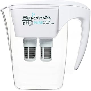 Seychelle pH2O Alkaline Water Filter Pitcher - pH Enhancing Filtration - 200 Gallon Capacity - USA-Made Filter, 64oz