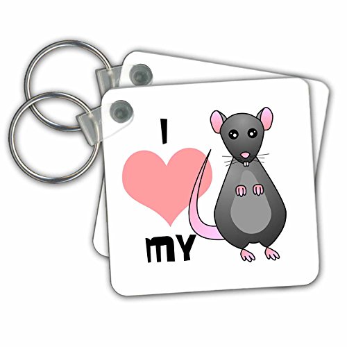 Porte-clés Love My Rat Grey 3dRose (6 cm) : ne perdez plus jamais vos clés