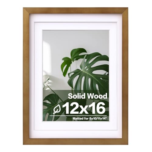 Egofine 12x16 Picture Frame with Plexiglass Made of Solid Wood,