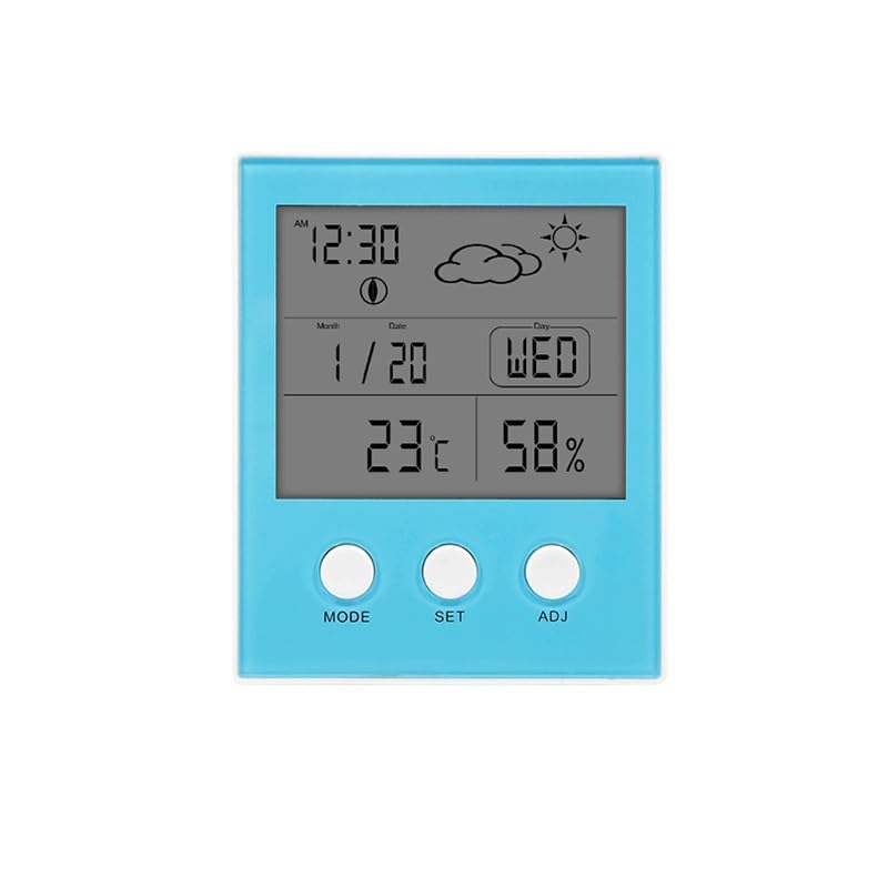 Digital Temperature Humidity Meter with Alarm Clock for Indoor Use in Household Applications