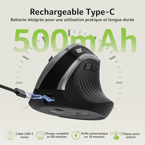 Souris ergonomique sans fil Acer rechargeable verticale 6 boutons - 4