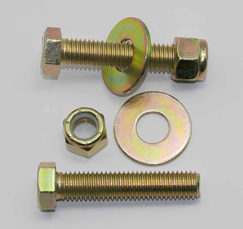 Image of 1 /2 inch x 2-1 /2 inch Hex Head Bolt by Color Galvanization with Nylon Lock nut and Large Size Washer Assortment Kit,Alloy Steel,Grade 5.(10pcs Pack)