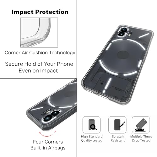 Image of RIGGEAR Shockproof Clear Hybrid Armor Back Cover Case for Nothing Phone 2 (Clear PC + TPU)