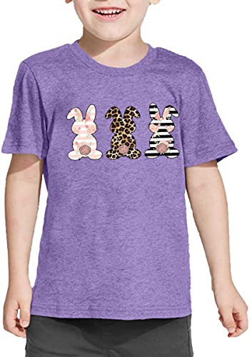 Image of LAZYCHILD Kids Easter Shirt Girls Happy Easter Shirts Rabbit Graphic Long Sleeve Striped Tee Tops 5-14 Years