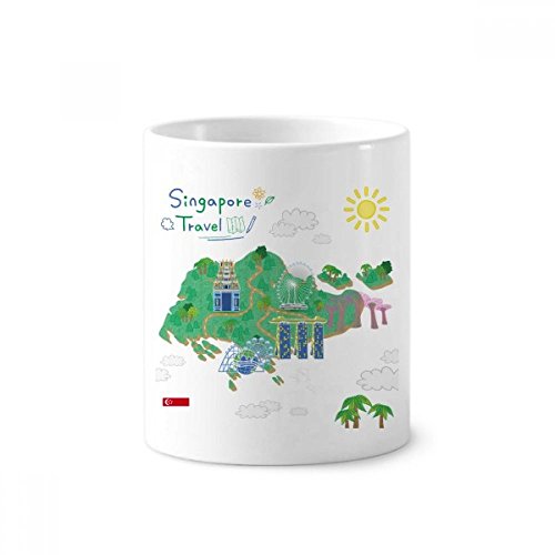 Gobelet céramique Singapour blanc 350ml porte-brosse à dents et stylo
