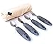 BUNMO Utensils for Elderly, Arthritis, Weak Hand Grip, Tremors & Handicapped - Convenient Travel Pouch - 2.6oz Lightweight - Stainless Steel - Eat Independently - Adaptive Gray 4 Piece Set