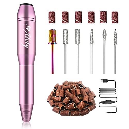 Alety Electric Nail Drill Kit, Portable Electric Nail File Set for Acrylic Gel Nails, Professional Nail Drill Machine Efile Manicure Pedicure Tools with Nail Drill Bits for Home Salon Use