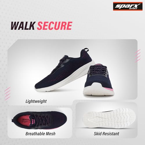 Image of SPARX Sports Running Shoes for Women - Lightweight Breathable Lace-Up Athletic Shoes with Cushioned Comfort, Shock Absorption, Durable Grip, Flexible Sole & Everyday Walking Performance