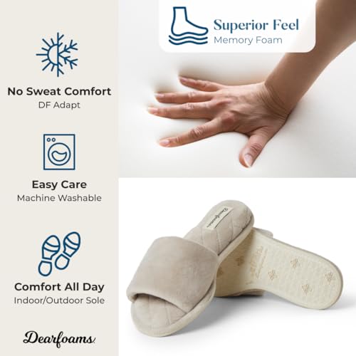 Image of Dearfoams womens Slipper Memory Foam Summer House Shoe Beatrice Terry Slide