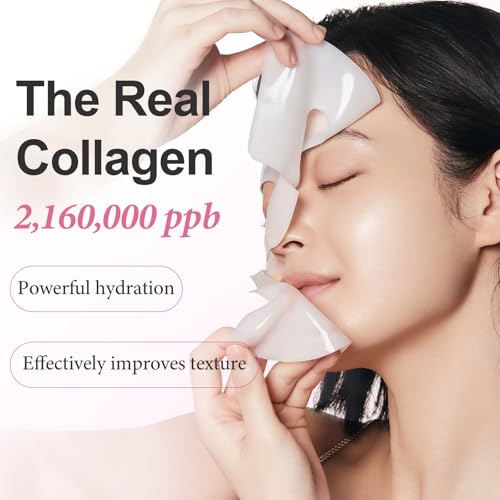 Real Collagen Face Mask, Overnight Facial Mask for Deep Hydrating Moisturizing & Firming, Face Masks Skincare, Korean Beauty, 37g x 4ea - Image 3