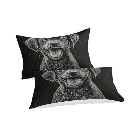 Housse de couette Labrador 3D idée cadeau lit double microfibre douce - 3