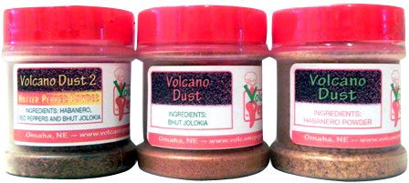 Volcano Dust - Combo Pack 3 - Bhut Jolokia & V. Dust 2 & Chocolate Habanero - 1 Each